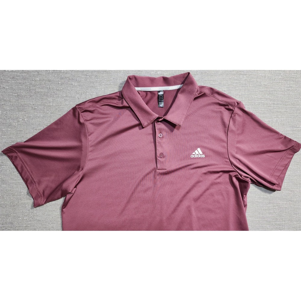 Adidas Golf Mens Large Maroon Burgundy Short Sleeve Performance Polo‎ Shirt L